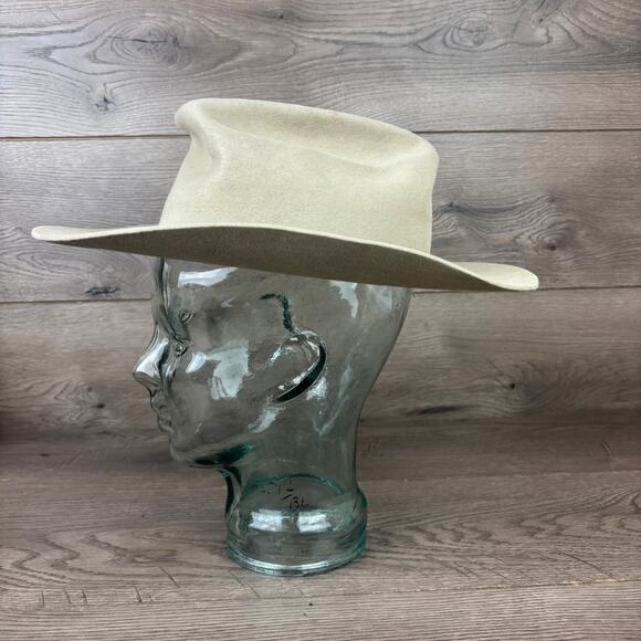 Vintage Stetson Size 6 7/8 Rancher Cowboy Western Hat Cream White - Picture 4 of 13